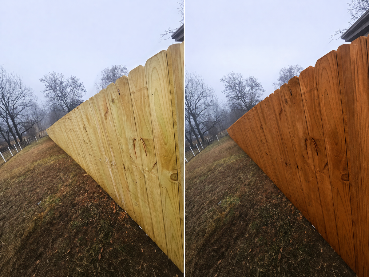 Cedar fence staining