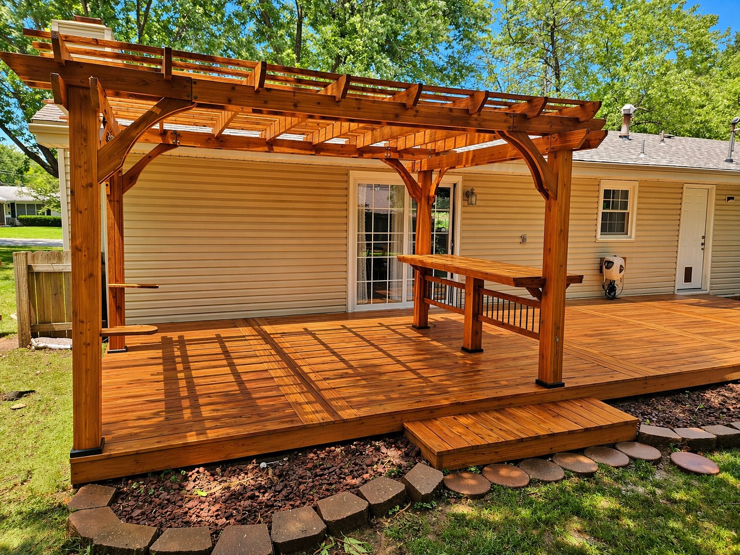 Outdoor pavilion and deck after Natural Cedar stain — Battlefield MO by Stain and Seal Pros