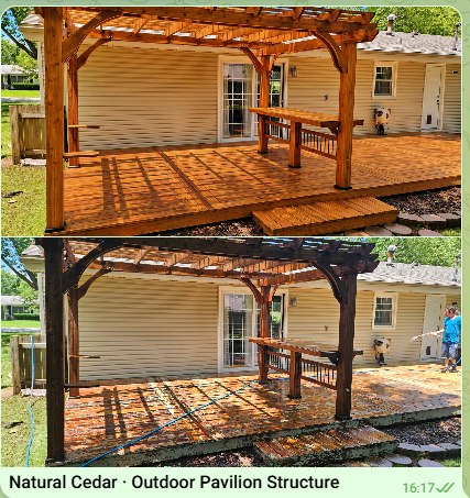Pergola natural cedar staining