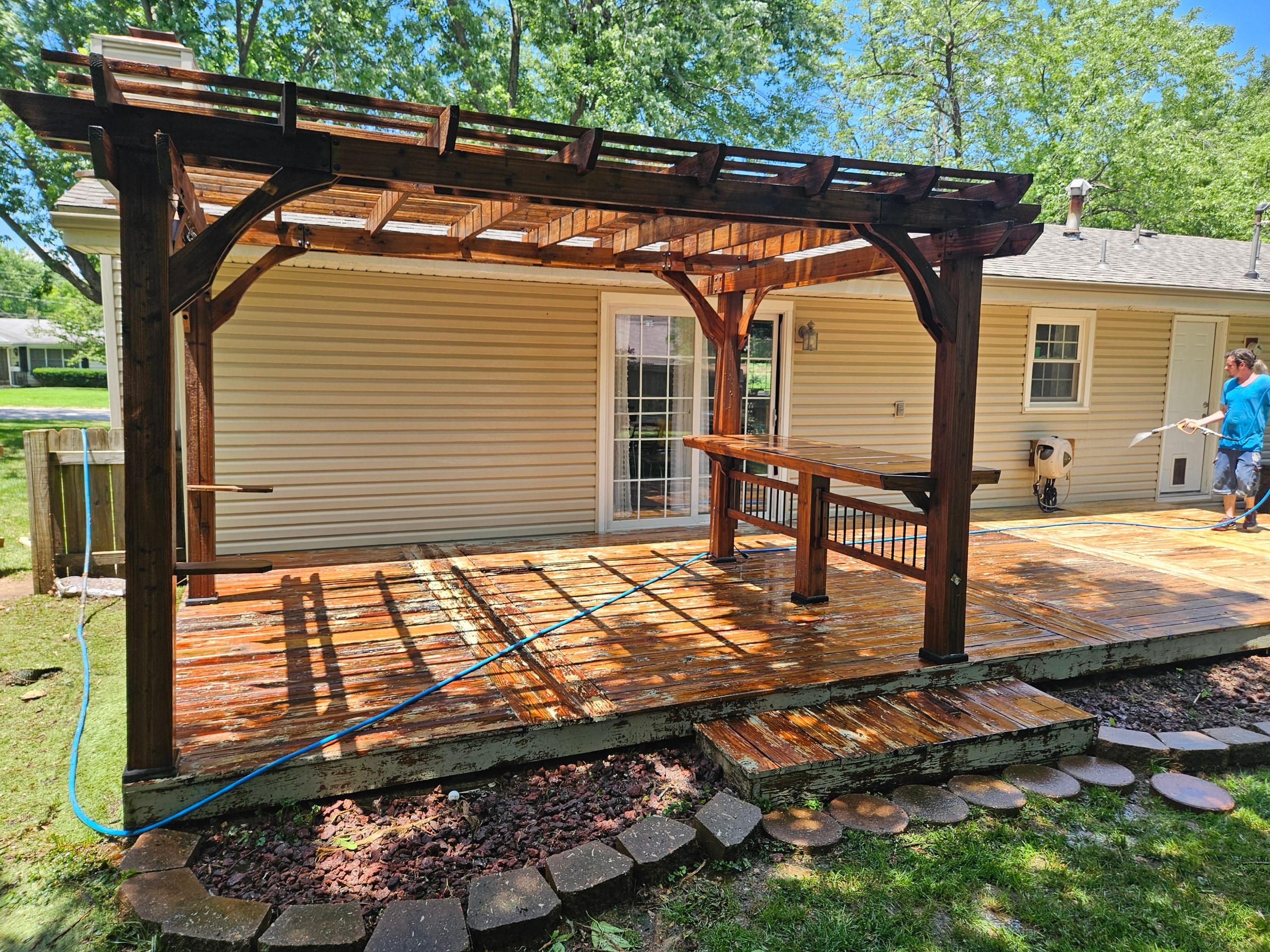 Outdoor wood pavilion before Natural Cedar staining — Battlefield MO