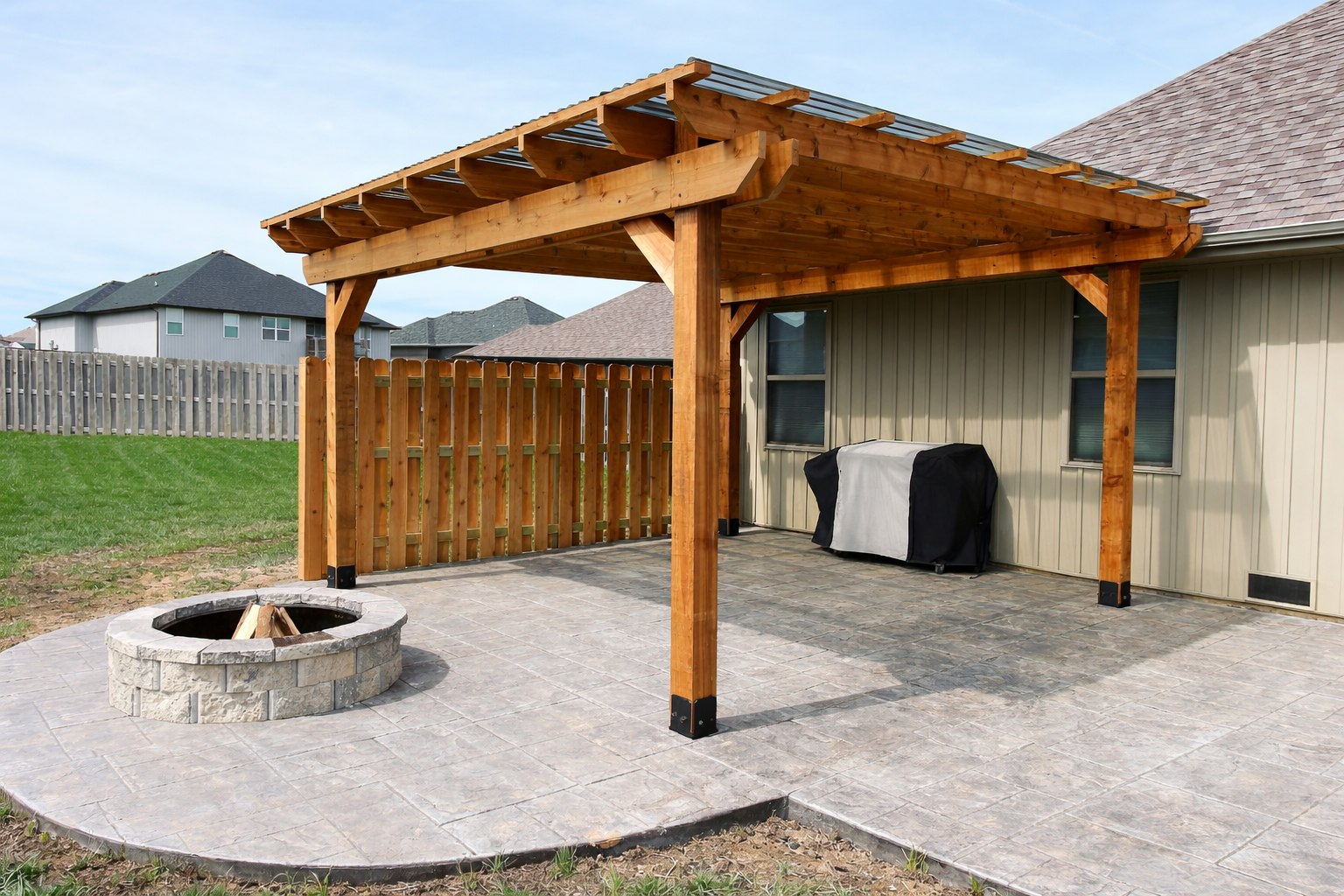 Cedar pergola after Pecan stain — Springfield MO by Stain and Seal Pros
