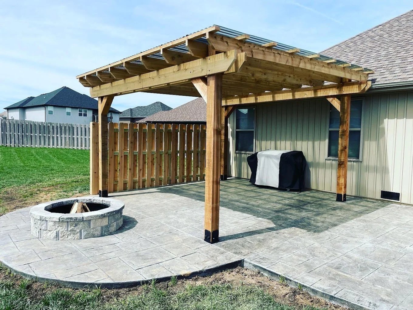 Cedar pergola before Pecan staining — Springfield MO