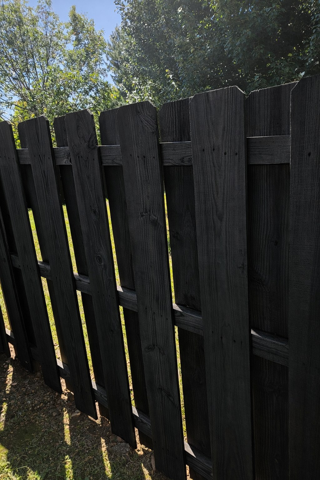 Pine board-on-board fence after Ebony solid stain — Willard MO by Stain and Seal Pros